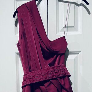 HUGO BOSS ONE SHOULDER PURPLE DRAPED DRESS - SIZE 4